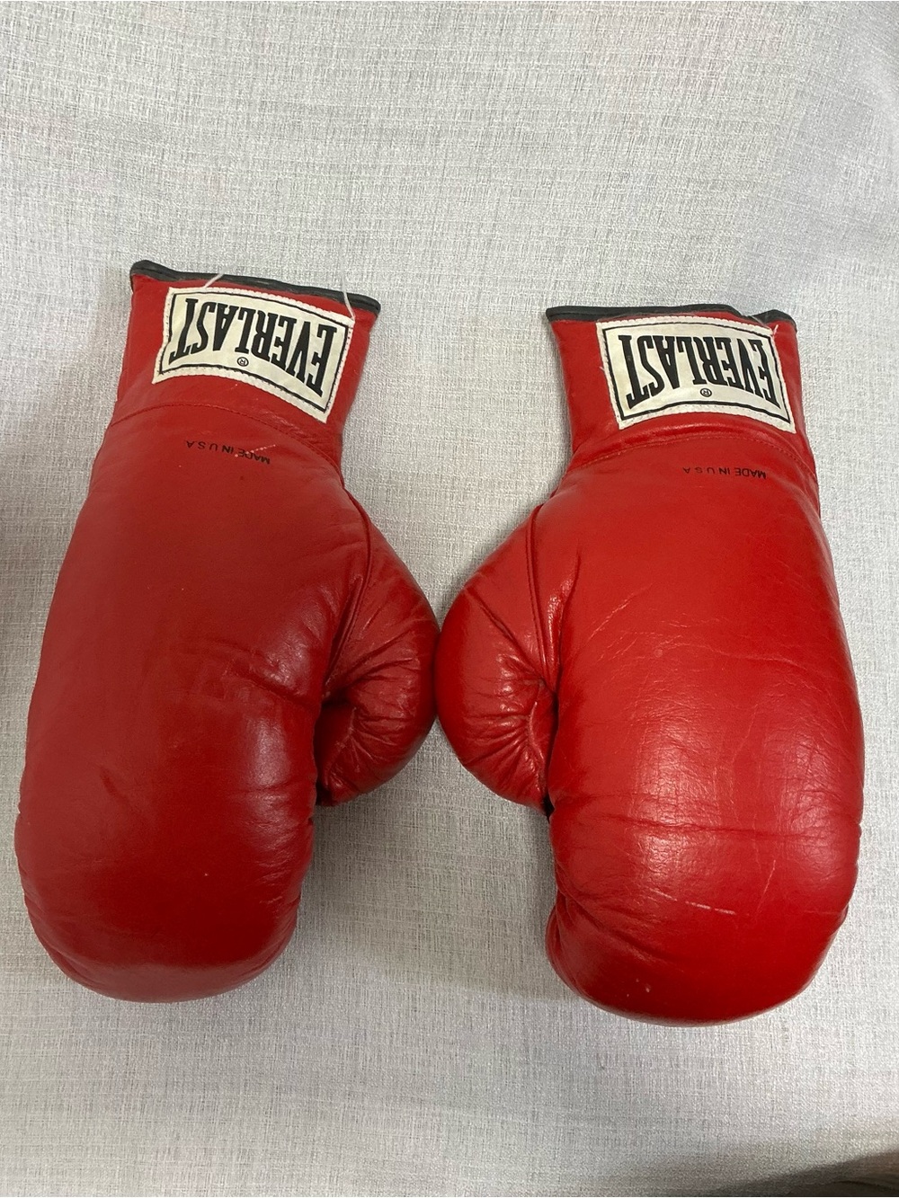 Vintage Everlast Red Leather Boxing Gloves 14 oz Made in USA Sparring Training